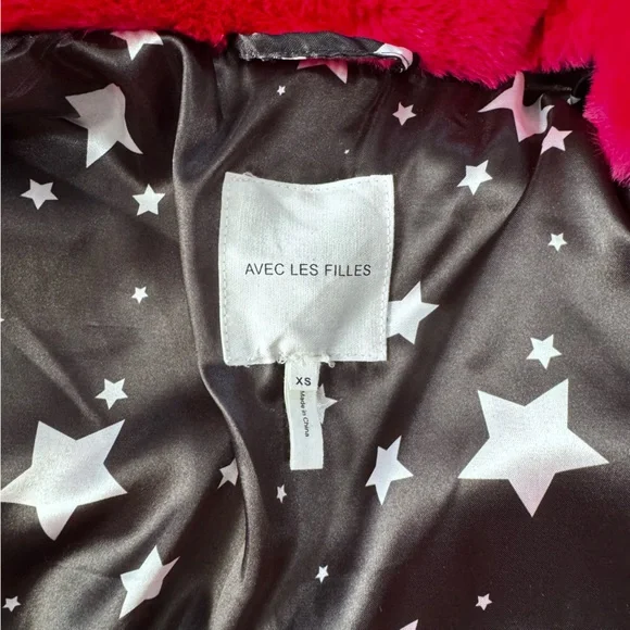 NWT•Avec Les Filles•Faux Fur Shawl Collar Coat•Hibiscus•XS - Picture 11 of 12